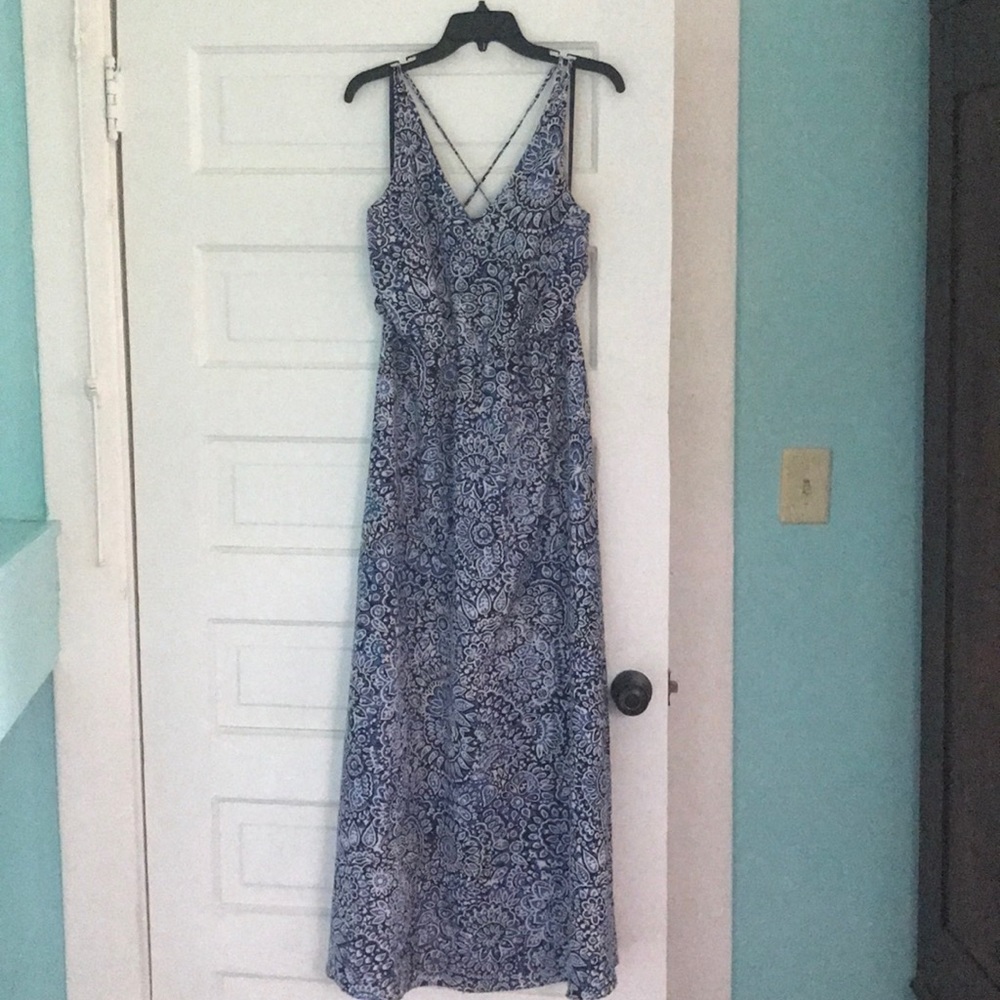 Blue Paisley Print Maxi Dress